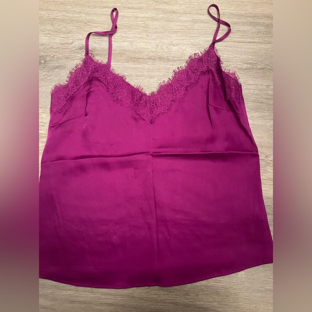 FOREVER21 LACE SATIN CAMI BRIGHT PURPLE TOP S